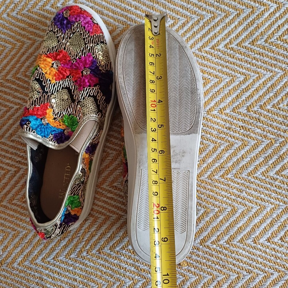 Stunning Wanted Renoir Colorful Embroidered Sequins Slip On Shoes Size 7 - Picture 11 of 11